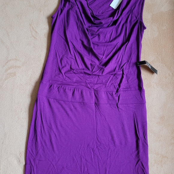 NEW YORK & CO COWL-NECK PURPLE JERSEY DRESS SIZE S - Picture 5 of 6